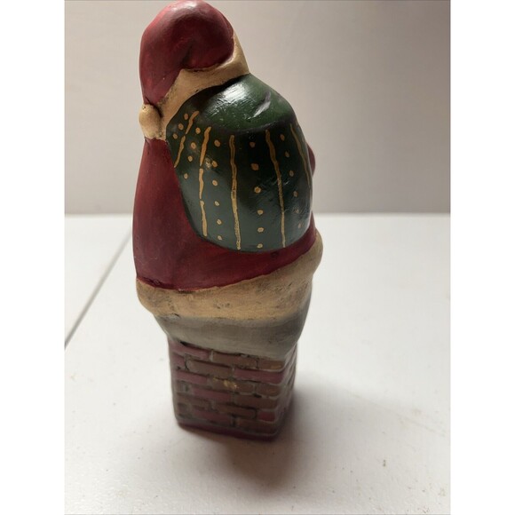 WALNUT RIDGE COLECTIBLES FOLK ART CHALKWARE 1996 SANTA WITH GIFT BAG SIGNED - Picture 3 of 5